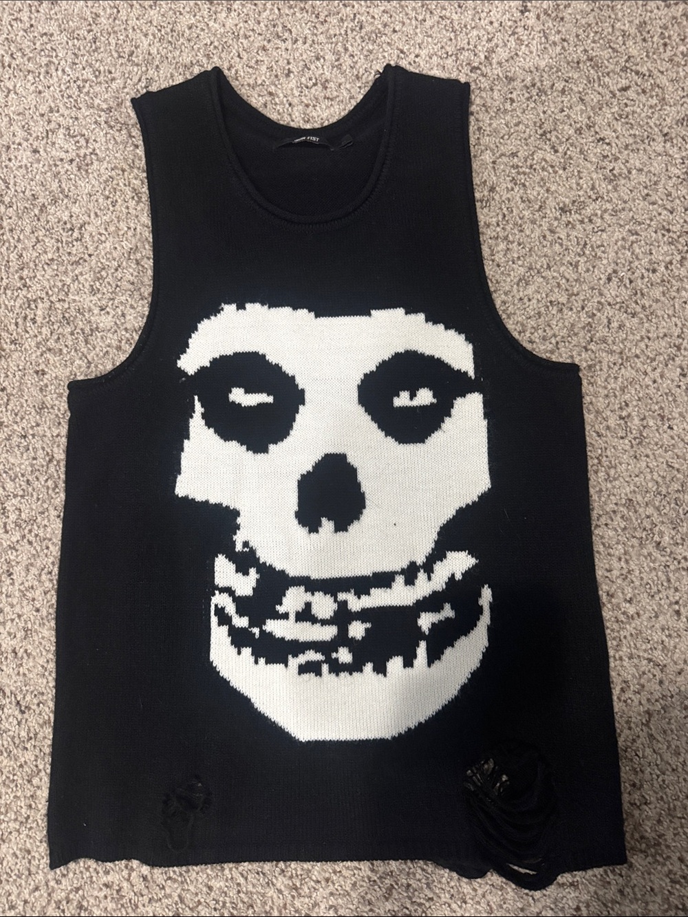 Iron Fist Black and White Skull Knit Tank Top